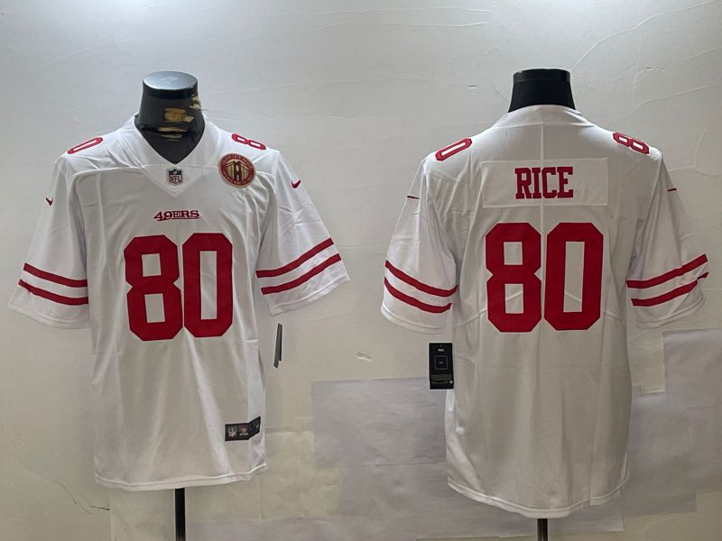 Men San Francisco 49ers 80 Rice White Second generations 2024 Nike Limited NFL Jersey style 4